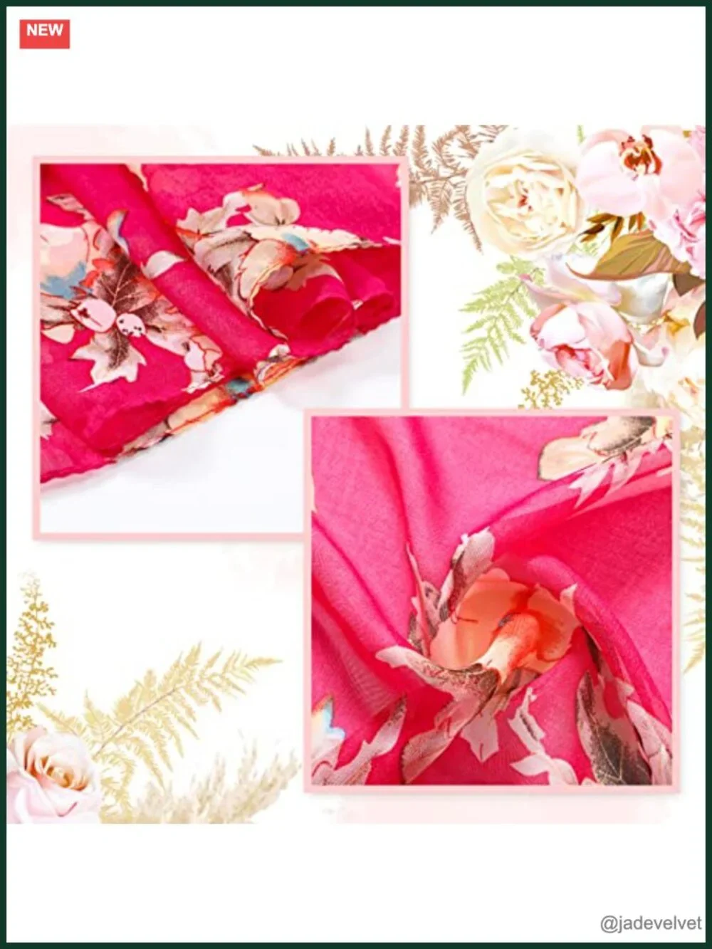 6 Pcs Women Lightweight Floral Print Scarf Set Long Thin Georgette Shawls